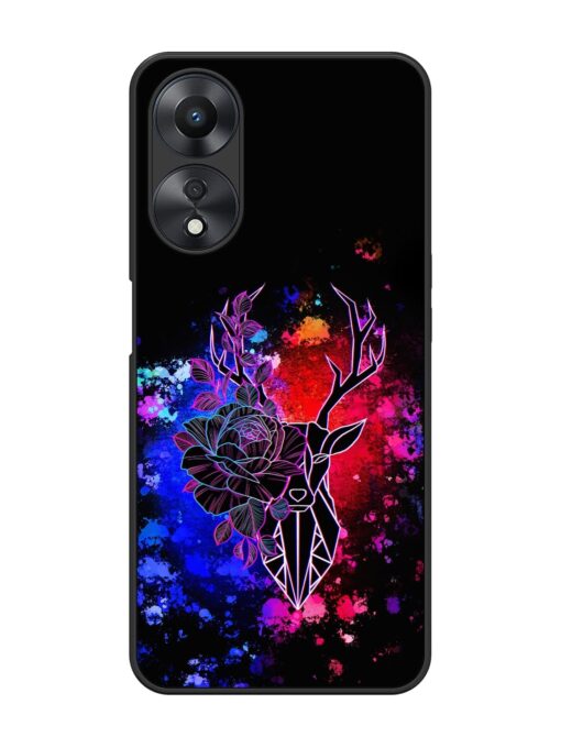 Floral Deer Art Glossy Metal Phone Cover for Oppo A58 Zapvi