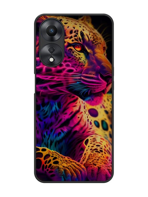 Leopard Art Glossy Metal Phone Cover for Oppo A58 Zapvi