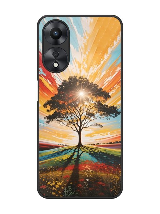 Abstract Tree Colorful Art Glossy Metal Phone Cover for Oppo A58 Zapvi