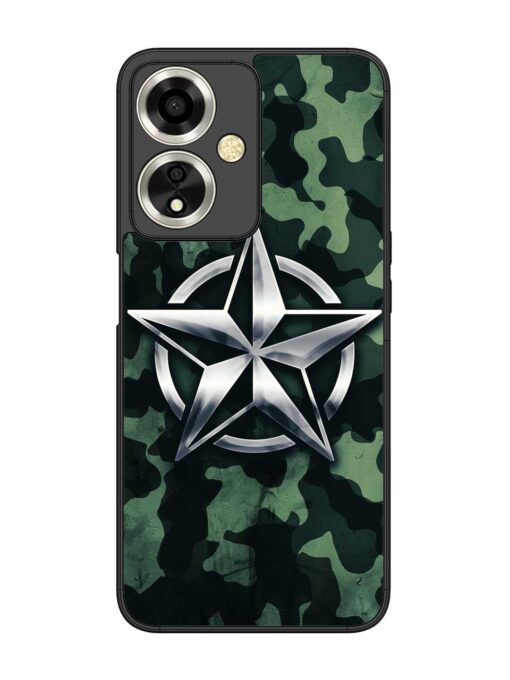 Indian Army Star Design Glossy Metal Phone Cover for Oppo A59 (5G) Zapvi