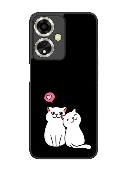 Cat Love Glossy Metal Phone Cover for Oppo A59 (5G) Zapvi