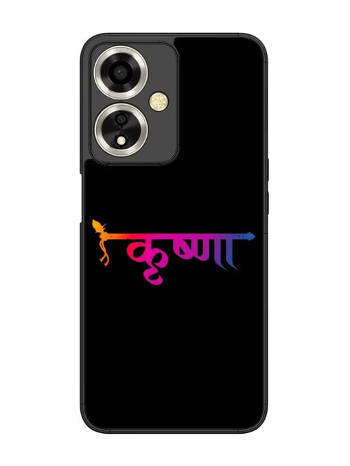 Krishna Typo Glossy Metal Phone Cover for Oppo A59 (5G) Zapvi