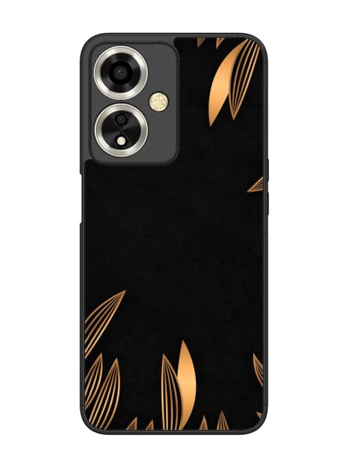 Golden Leaf Pattern Glossy Metal Phone Cover for Oppo A59 (5G) Zapvi