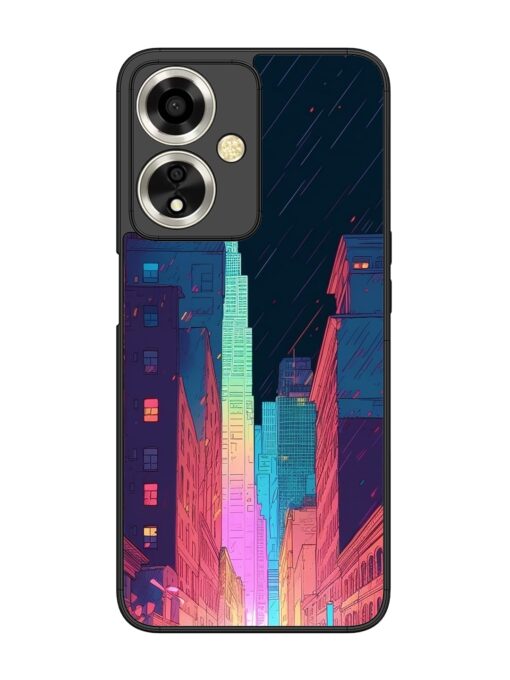 Minimal City Art Glossy Metal Phone Cover for Oppo A59 (5G) Zapvi