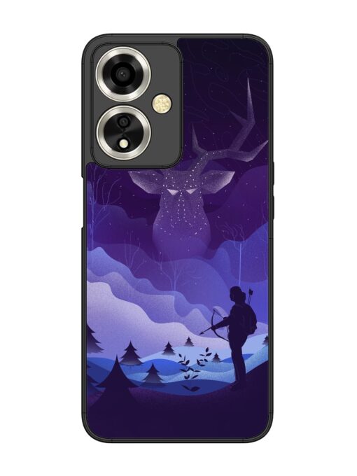 Deer Forest River Glossy Metal Phone Cover for Oppo A59 (5G) Zapvi