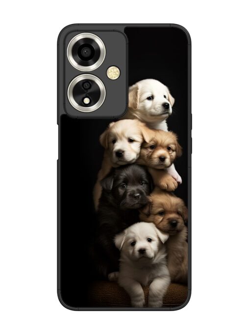 Cute Baby Dogs Glossy Metal Phone Cover for Oppo A59 (5G) Zapvi