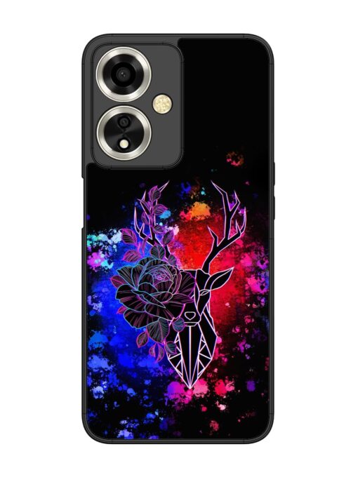 Floral Deer Art Glossy Metal Phone Cover for Oppo A59 (5G) Zapvi