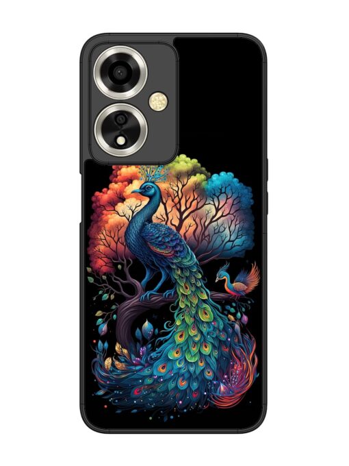 Peacock Tree Art Glossy Metal Phone Cover for Oppo A59 (5G) Zapvi