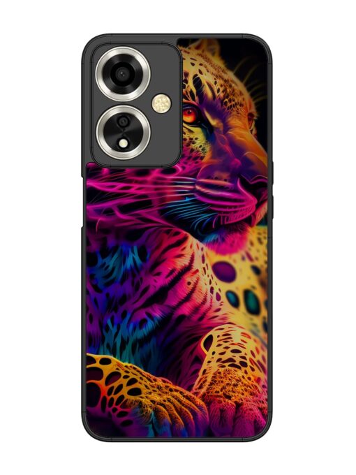 Leopard Art Glossy Metal Phone Cover for Oppo A59 (5G) Zapvi