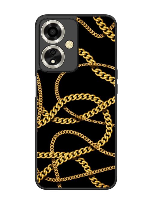 Decorative Golde Chain Glossy Metal Phone Cover for Oppo A59 (5G) Zapvi