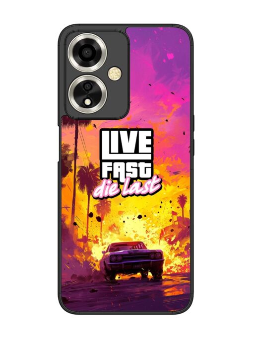 Live Fast Glossy Metal Phone Cover for Oppo A59 (5G) Zapvi