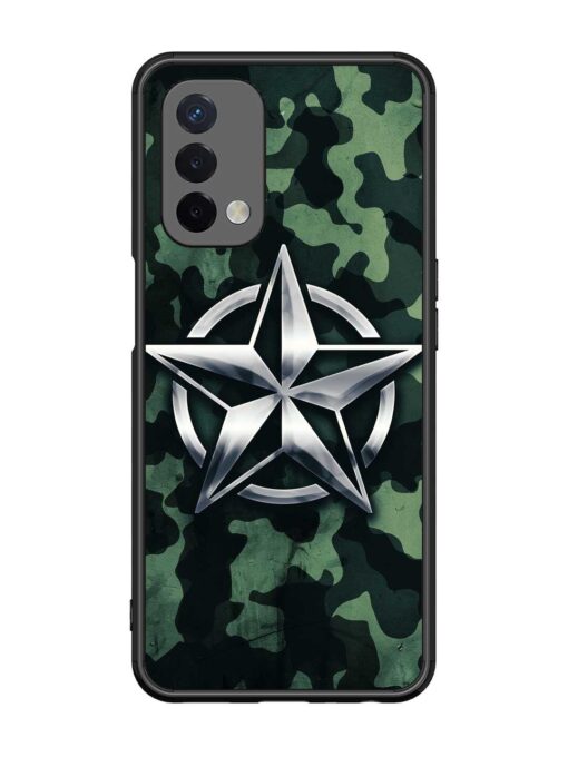 Indian Army Star Design Glossy Metal Phone Cover for Oppo A74 (5G) Zapvi