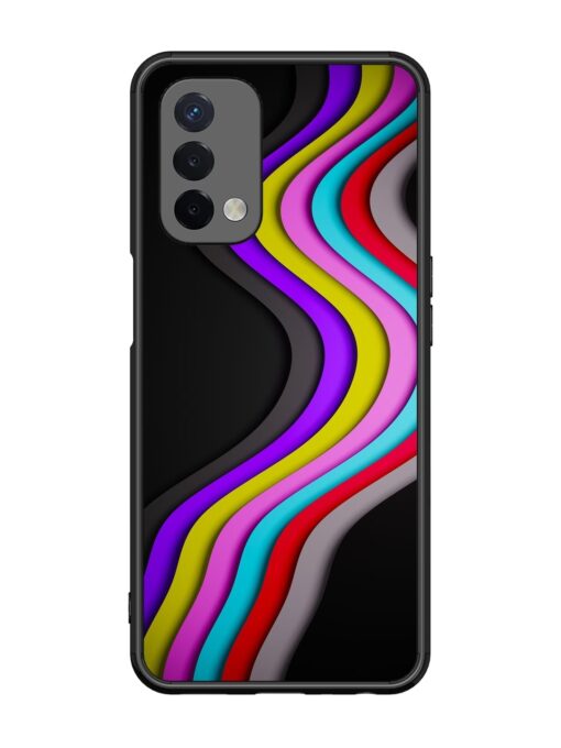 Liquid Blue Abstract Glossy Metal Phone Cover for Oppo A74 (5G) Zapvi