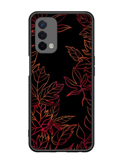 Red Floral Pattern Glossy Metal Phone Cover for Oppo A74 (5G) Zapvi