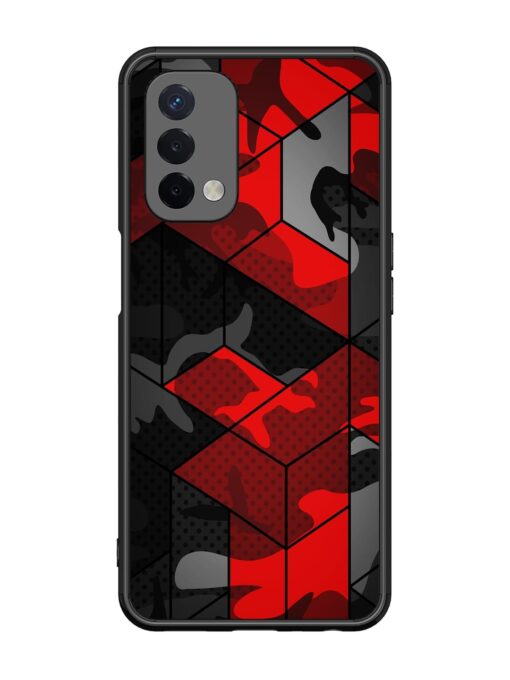 Royal Red Camouflage Pattern Glossy Metal Phone Cover for Oppo A74 (5G) Zapvi