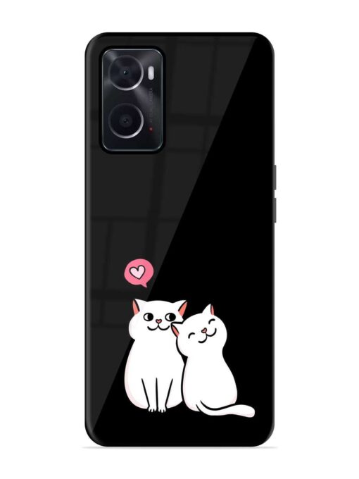 Cat Love Glossy Metal Phone Cover for Oppo A76 Zapvi