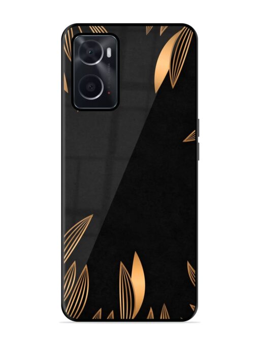 Golden Leaf Pattern Glossy Metal Phone Cover for Oppo A76 Zapvi