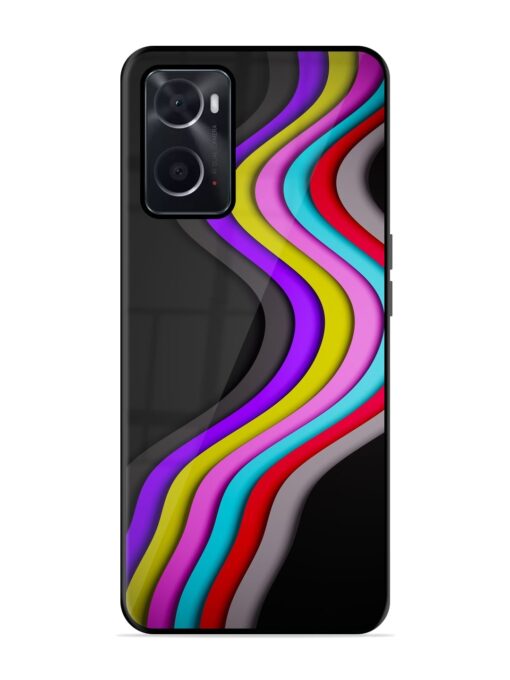 Liquid Blue Abstract Glossy Metal Phone Cover for Oppo A76 Zapvi