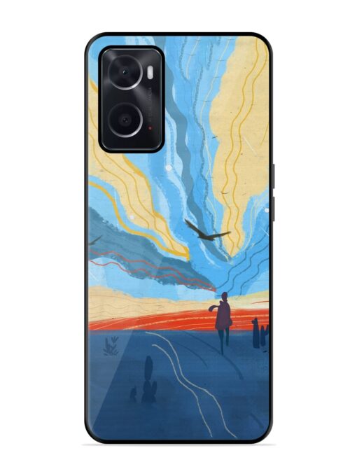 Minimal Abstract Landscape Glossy Metal Phone Cover for Oppo A76 Zapvi