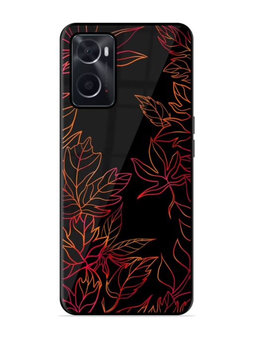 Red Floral Pattern Glossy Metal Phone Cover for Oppo A76 Zapvi