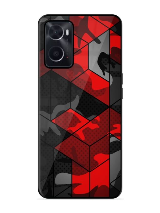 Royal Red Camouflage Pattern Glossy Metal Phone Cover for Oppo A76 Zapvi