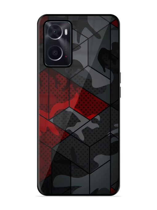 Red And Grey Pattern Glossy Metal Phone Cover for Oppo A76 Zapvi