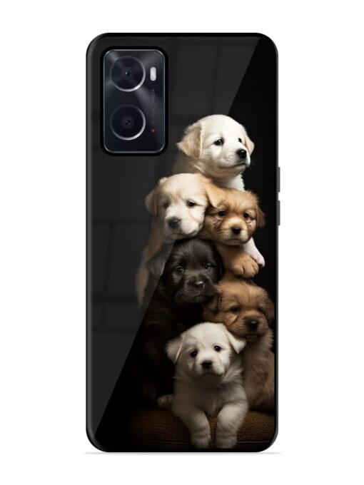 Cute Baby Dogs Glossy Metal Phone Cover for Oppo A76 Zapvi