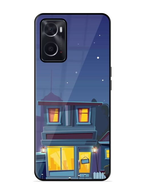 Vector Night House Glossy Metal Phone Cover for Oppo A76 Zapvi