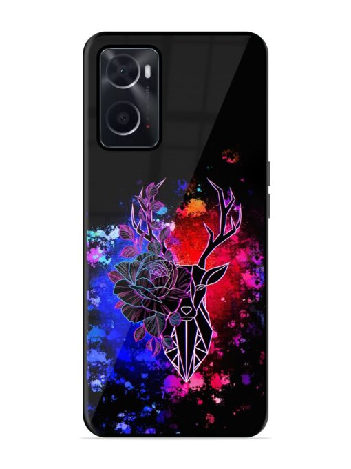 Floral Deer Art Glossy Metal Phone Cover for Oppo A76 Zapvi