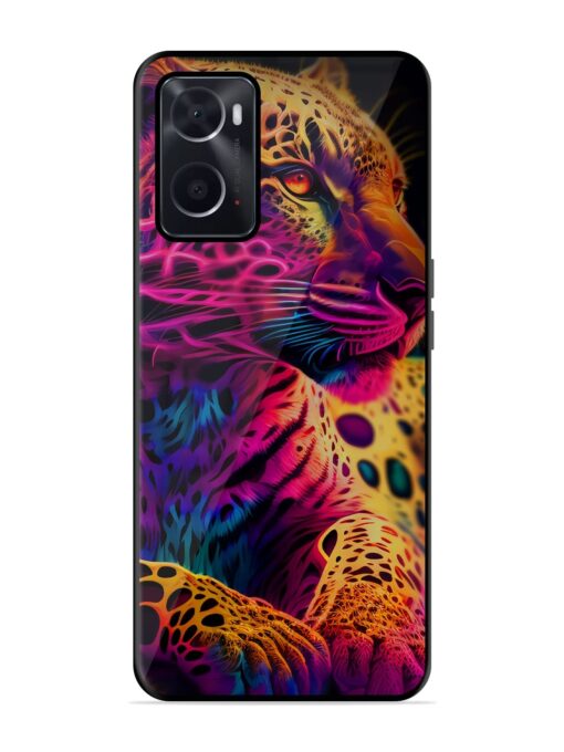 Leopard Art Glossy Metal Phone Cover for Oppo A76 Zapvi