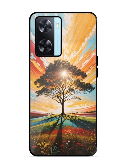 Abstract Tree Colorful Art Glossy Metal Phone Cover for Oppo A77S Zapvi