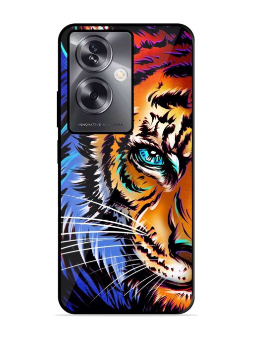 Colorful Lion Art Glossy Metal Phone Cover for Oppo A79 (5G) Zapvi