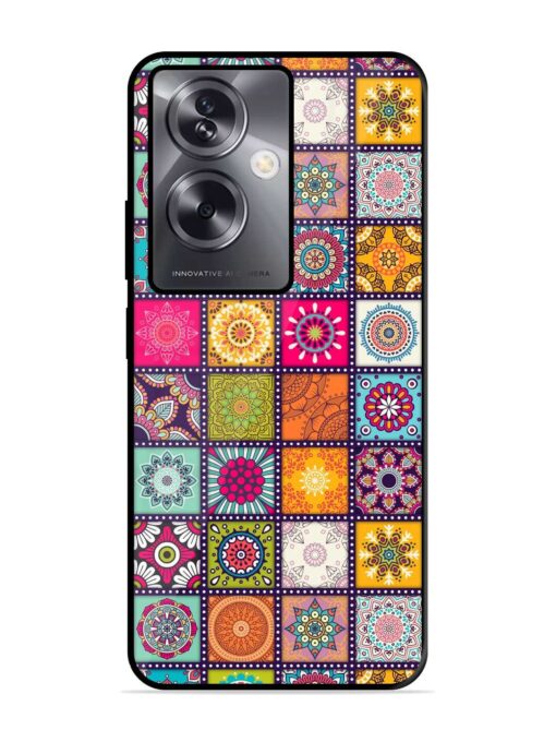 Seamless Pattern Vintage Glossy Metal Phone Cover for Oppo A79 (5G) Zapvi