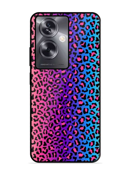 Colorful Leopard Seamless Glossy Metal Phone Cover for Oppo A79 (5G) Zapvi