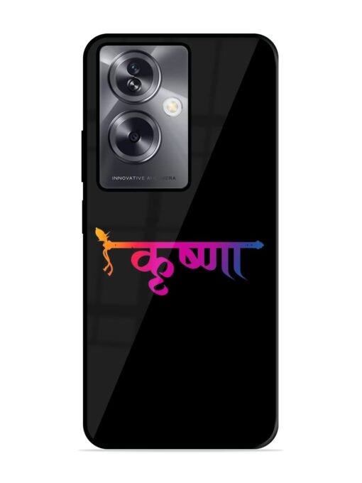 Krishna Typo Glossy Metal Phone Cover for Oppo A79 (5G) Zapvi