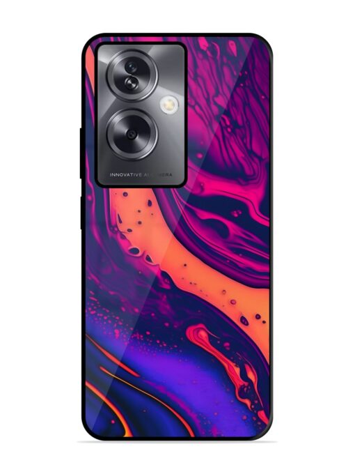 Fluid Blue Pink Art Glossy Metal Phone Cover for Oppo A79 (5G) Zapvi