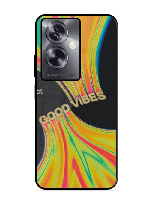 Good Vibes Glossy Metal Phone Cover for Oppo A79 (5G) Zapvi