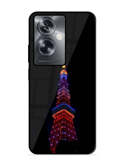 Eiffel Tower Night View Glossy Metal Phone Cover for Oppo A79 (5G) Zapvi