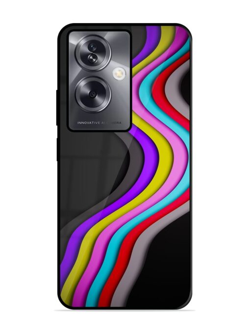 Liquid Blue Abstract Glossy Metal Phone Cover for Oppo A79 (5G) Zapvi