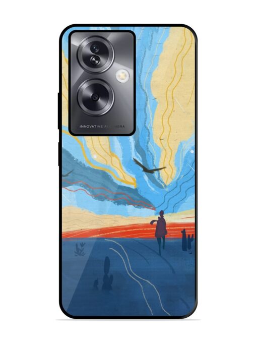 Minimal Abstract Landscape Glossy Metal Phone Cover for Oppo A79 (5G) Zapvi