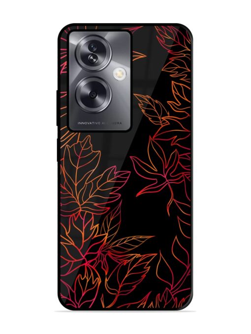 Red Floral Pattern Glossy Metal Phone Cover for Oppo A79 (5G) Zapvi