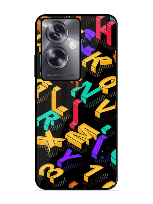 Seamless Pattern With Letters Glossy Metal Phone Cover for Oppo A79 (5G) Zapvi