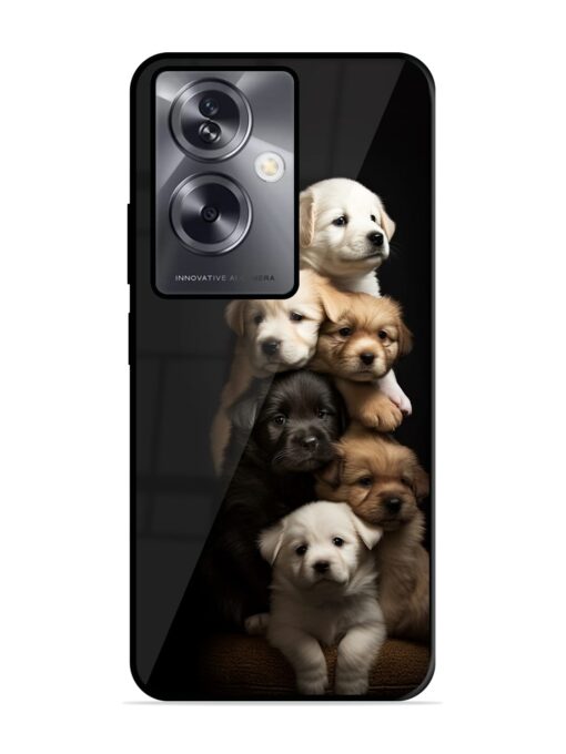 Cute Baby Dogs Glossy Metal Phone Cover for Oppo A79 (5G) Zapvi