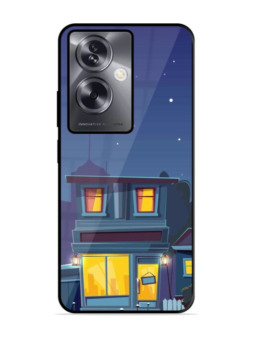 Vector Night House Glossy Metal Phone Cover for Oppo A79 (5G) Zapvi