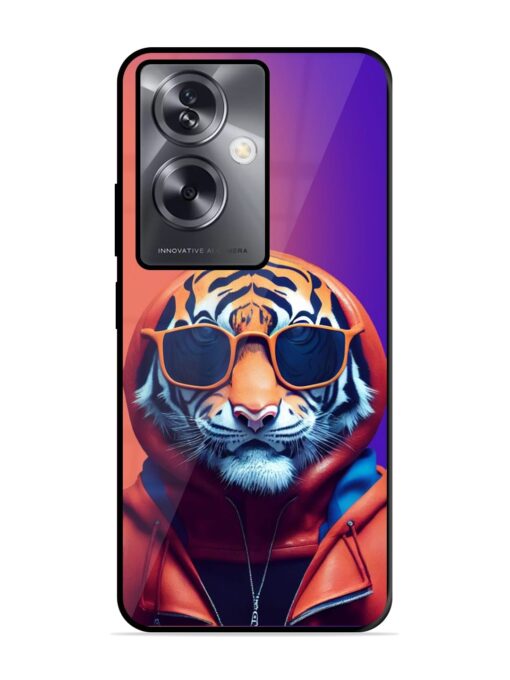 Tiger Animation Glossy Metal Phone Cover for Oppo A79 (5G) Zapvi