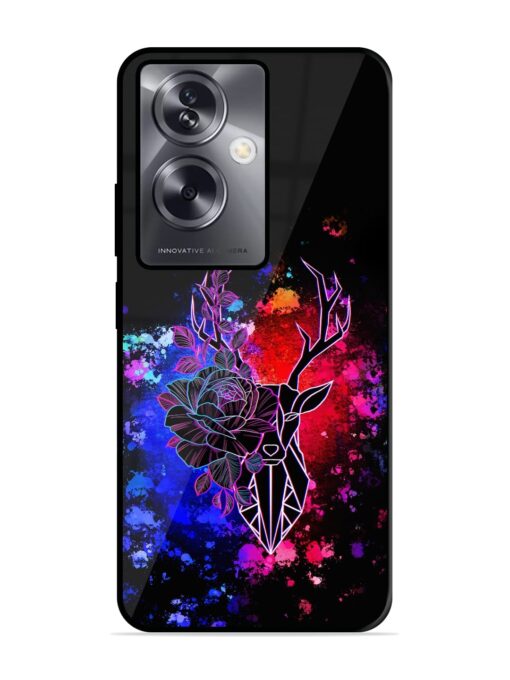 Floral Deer Art Glossy Metal Phone Cover for Oppo A79 (5G) Zapvi