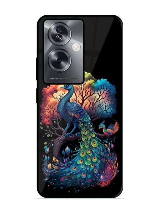 Peacock Tree Art Glossy Metal Phone Cover for Oppo A79 (5G) Zapvi