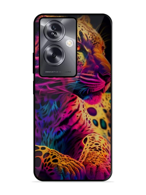 Leopard Art Glossy Metal Phone Cover for Oppo A79 (5G) Zapvi