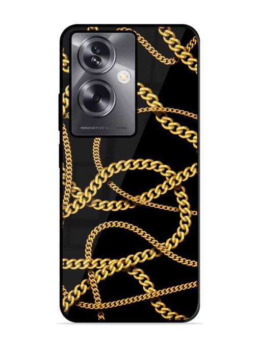 Decorative Golde Chain Glossy Metal Phone Cover for Oppo A79 (5G) Zapvi