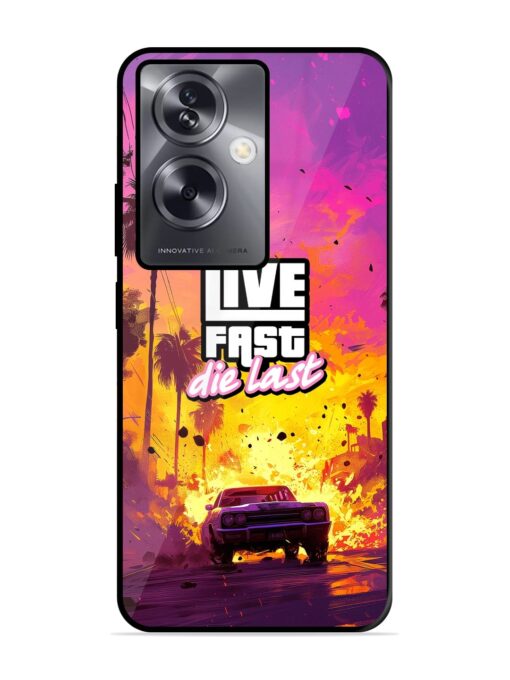 Live Fast Glossy Metal Phone Cover for Oppo A79 (5G) Zapvi